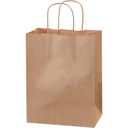 8 x 4 <span class='fraction'>1/4</span> x 10 <span class='fraction'>1/2</span>" Kraft Paper Shopping Bags - 50 PK